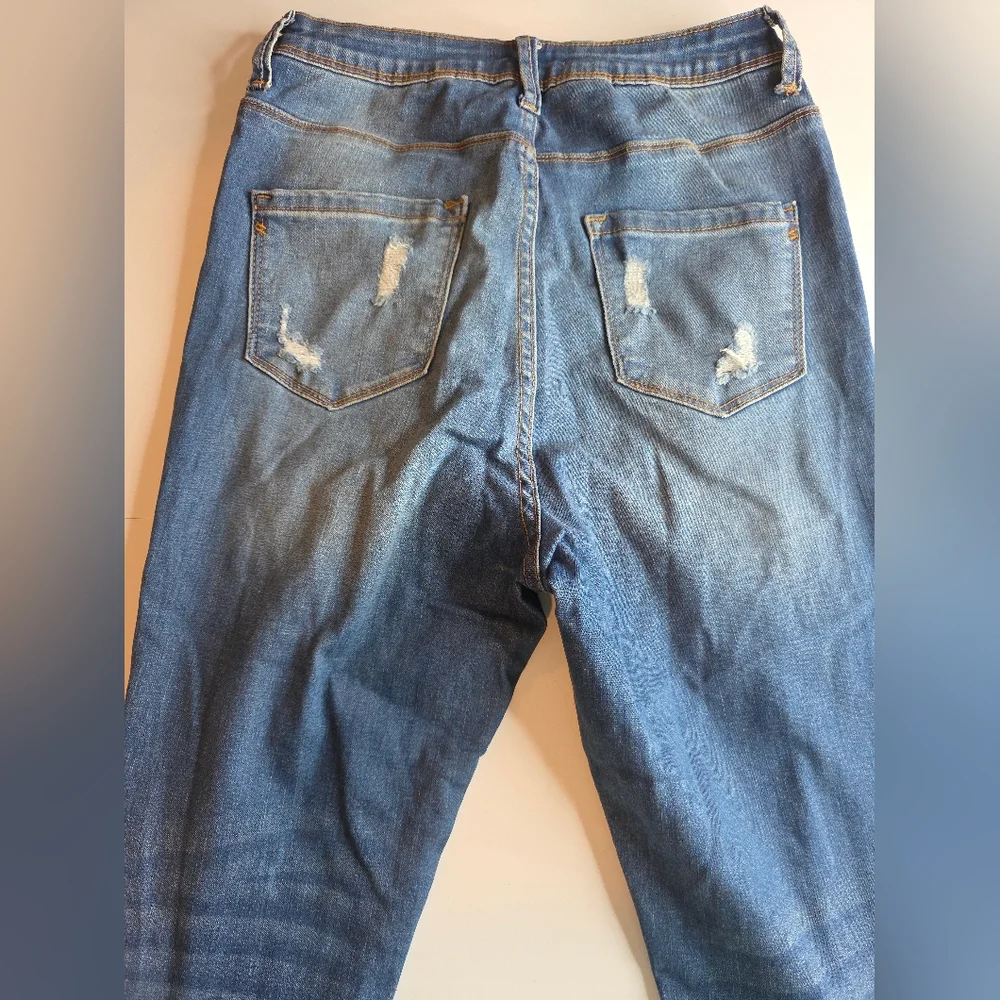 Fashion Nova Size 9 High Rise Distressed Blue Jeans Skinny Stretch 0851-x